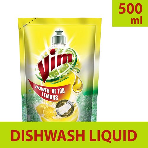 Vim Dishwash Liquid - Lemon, 500 ml