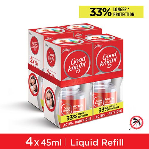 Good knight Activ+ Liquid Refill 33% Extra Protection, 60 nights ( Pack of 4 )
