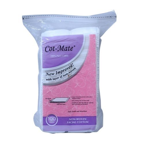 Cot Mate IMPORTED - Cotton Pads Square with Non Woven 2 Sided, 100 pcs