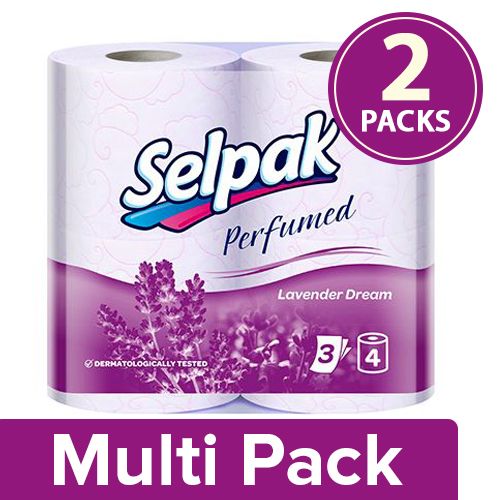 Selpak Perf Toilet Tissue Paper Roll - Lavender, 2x100 x 124 mm ( Multipack )