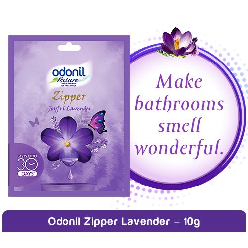 Odonil Zipper Bathroom Air Freshener - Joyful Lavender, 10 gm