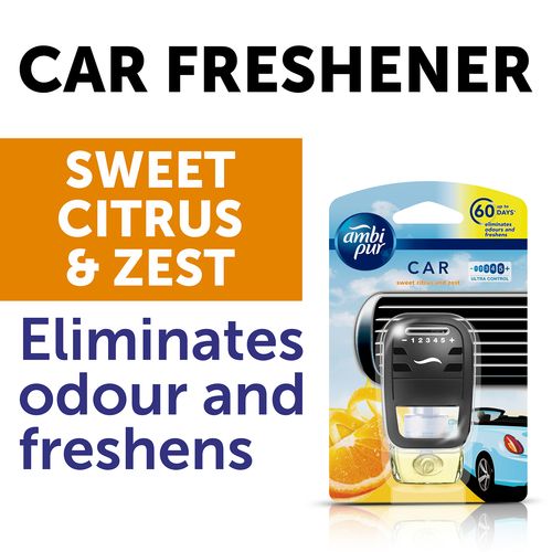 Ambi pur Car Air Freshner - Sweet Citrus & Zest, 7.5 ml Pouch