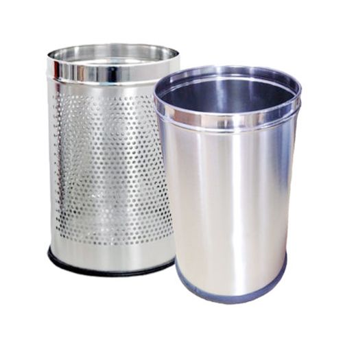 Sssilverware Stainless Steel - Office Bin Perforated & Plain Open Dustbin, 2 pcs