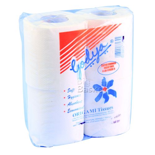 Godya 2 Ply Toilet Tissue Roll, 200 pulls ( Pack of 4 )