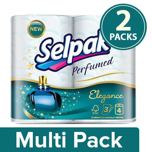 Selpak Toilet Tissue Paper - Perfumed, 3Ply, Imported, 2x4 Rolls ( Multipack )