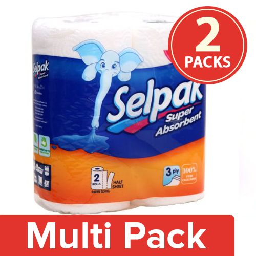 Selpak Kitchen Towel Paper Tissue Roll, 2x100 pcs ( Multipack )