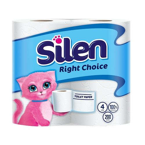 Silen Imported - 2Ply Supersoft Plain Toilet Tissue Paper Roll, 4 Rolls Pack ( 200 Sheets )