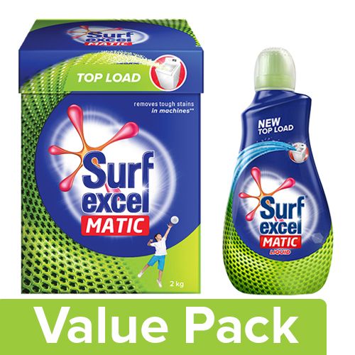 Surf Excel Liquid Detergent - Matic, Top Load Matic Top Load Detergent Powder, Combo ( 2 Item )
