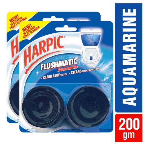 Harpic Toilet Cleaner - Flushmatic, Aquamarine, 2x100 gm ( Multipack )