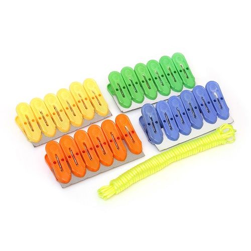 Swastik Cloth Clip - With Rope Set, Assorted, 24 pcs
