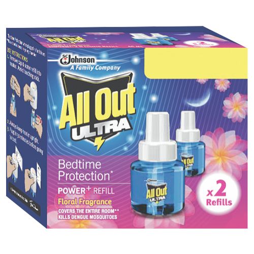All Out Mosquito Repellent Refill - Floral Fragrance, Power Plus, 90 ml ( Twin Value Pack )