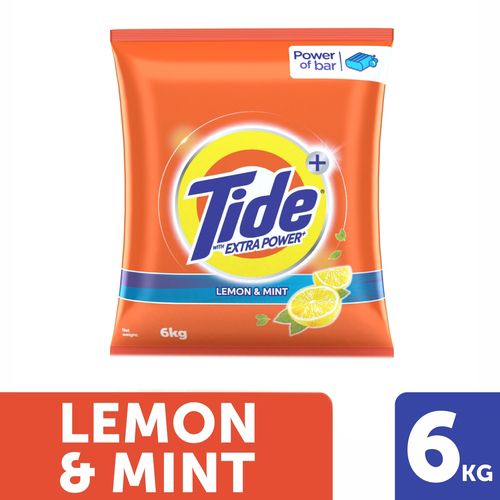 Tide Plus Detergent Washing Powder - Extra Power Lemon & Mint, 6 kg