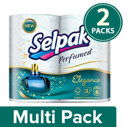 Selpak Toilet Tissue Paper - Perfumed, 3Ply, Imported, 2x8 Roll ( Multipack )