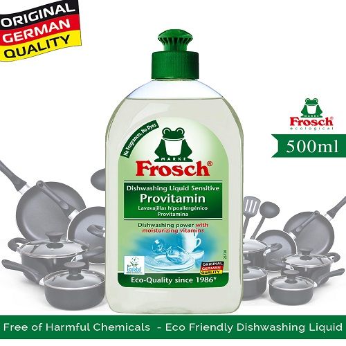 Frosch Dishwashing Liquid - Sensitive Provitamin, Dishwashing Power with Moisturizing Vitamins, 500 ml