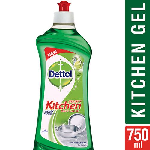 Dettol Kitchen Dish And Slab Gel - Lime Splash, Germ Protection, 750 ml
